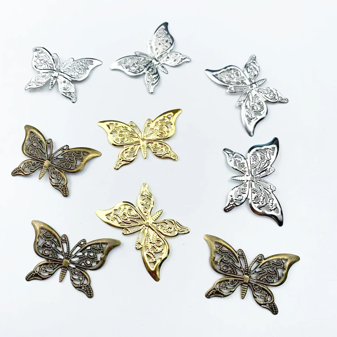 

10Pcs 43x26mm Metal Crafts Mixed Butterfly Connectors Filigree Flower Wraps For DIY Scrapbook Home Decor Embellishments