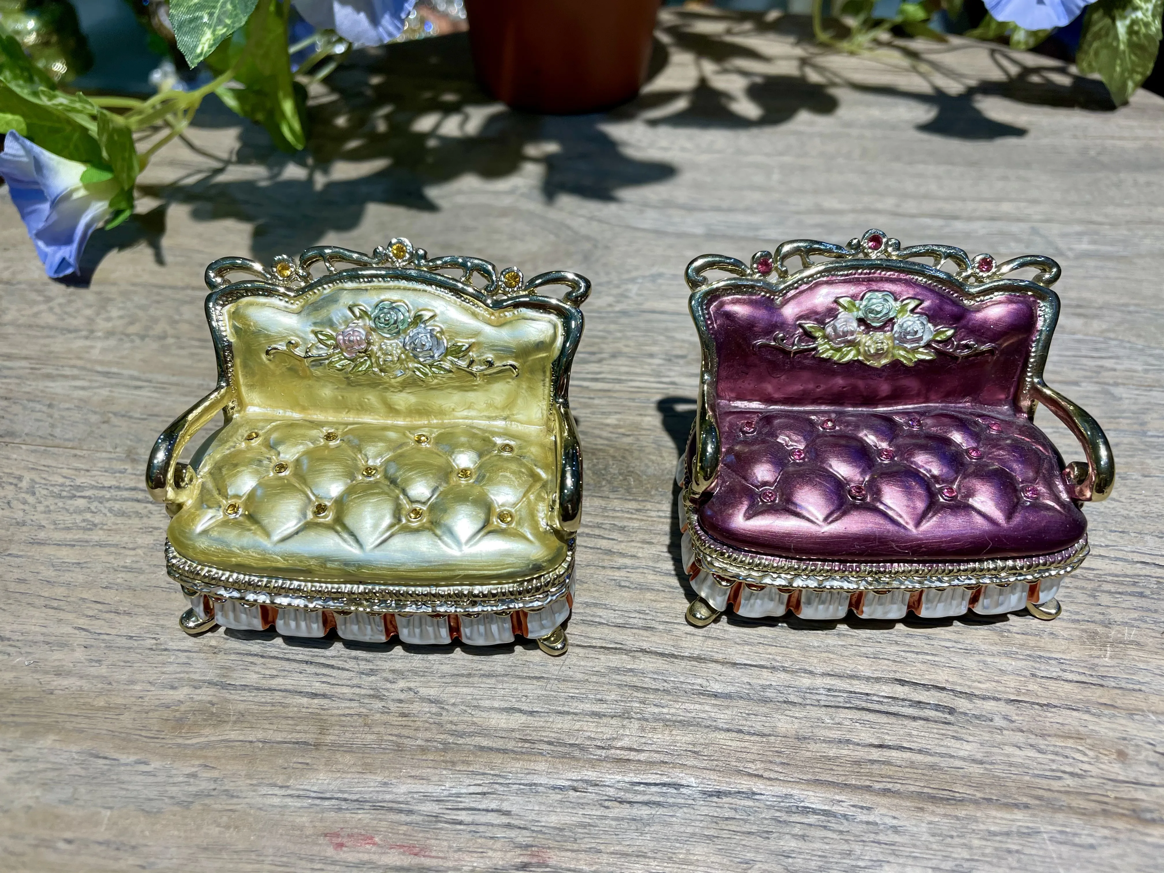 Miniature Antique Sofa Jewelry Trinket Box One PC
