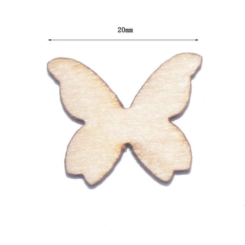 100 шт 20 мм деревянные бабочки вырез МДФ ремесленные украшения Скрапбукинг Дерево