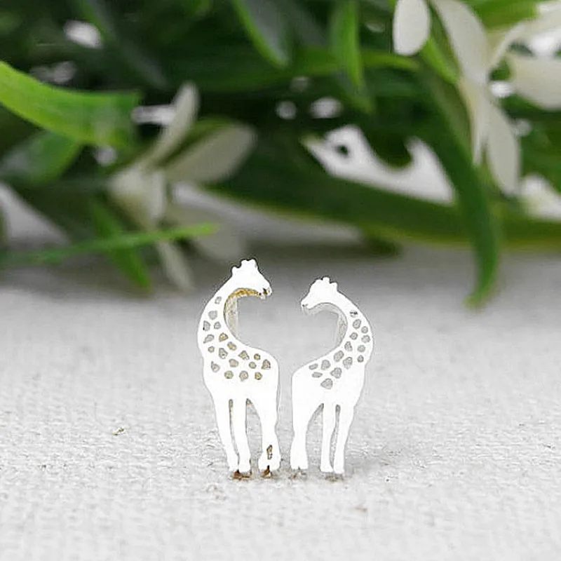 Жирафа серьги-гвоздики серьги с животными стильная футболка изображением