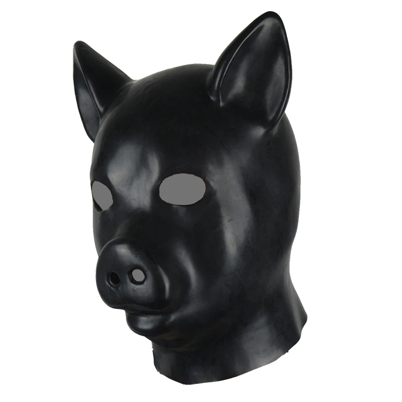 

Latex Pig Mask Full Head Rubber Hood Unisex Fetish Piggy Cosplay Fetish Black Natural Latex Toys Free shipping