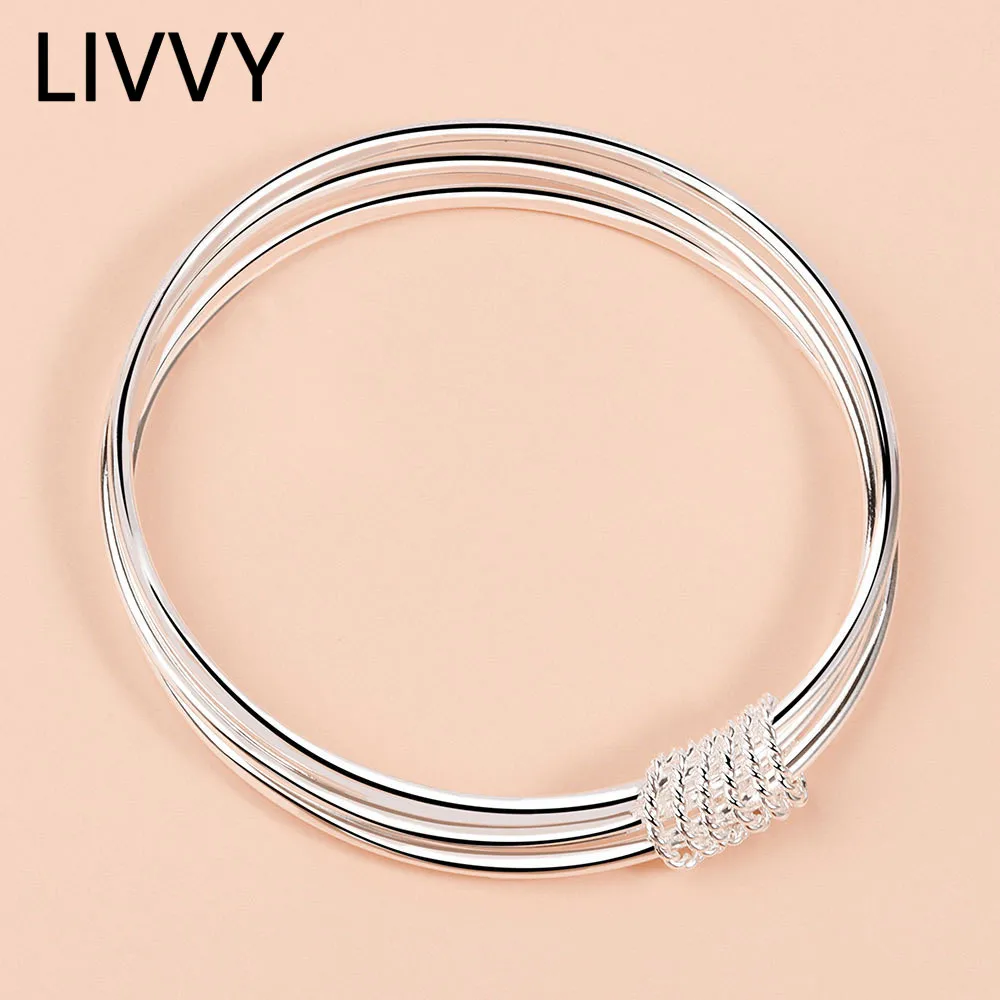 

LIVVY Korea Style Three Layers Bracelet&Bangle Set For Women Girl 2021 Fashion Simple Temperament Jewelry Gift