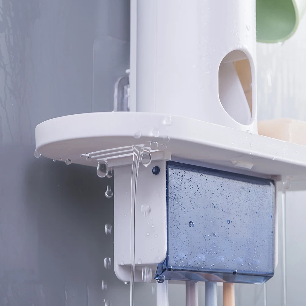 

Toothbrush Holder Storage rack All Dust Free Clean with an Automatic Toothpaste Dispenser