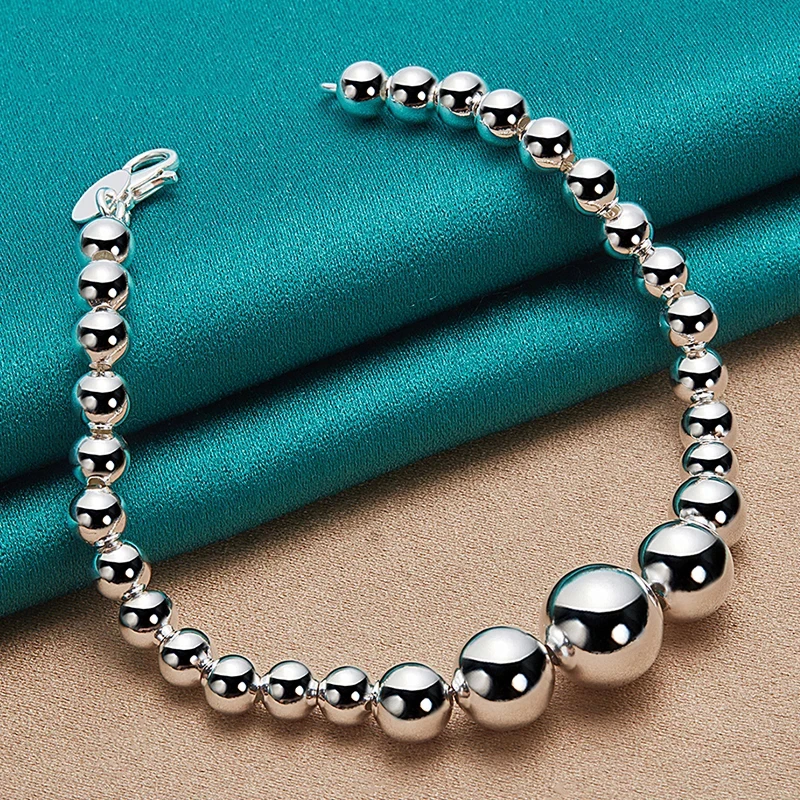 

VENTFILLE 925 Sterling Silver Smooth Bead Ball Chain Bracelet For Women Fashion Charm Wedding Engagement Jewelry Wholesale