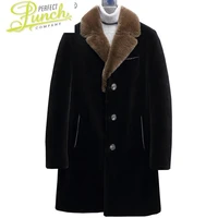 real winter fur coat men warm natural milk fur collar coats 100 wool jacket thick down outerwear mens clothing wpy4114