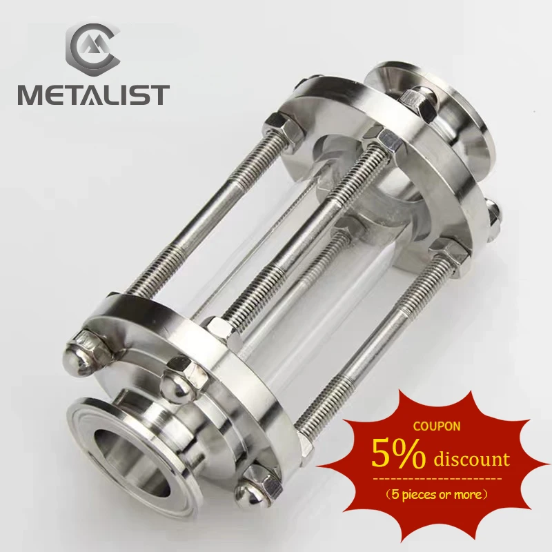 METALIST OD 76mm SS304 Stainless Steel Sanitary Straight Sight Glasses Fitting 3&quot 91mm Tri Clamp For Home Brew | Обустройство