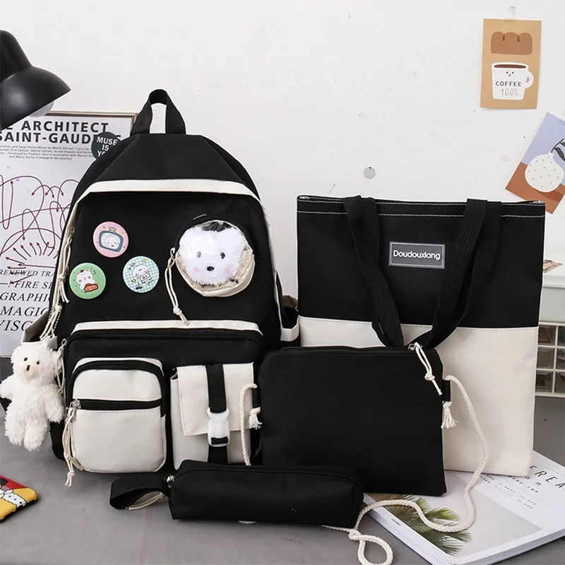 

Canvas School Backpacks Women New School Bags for Teenage Girls Bookbags Students Travel Shoulder Bags Ladies Rucksack