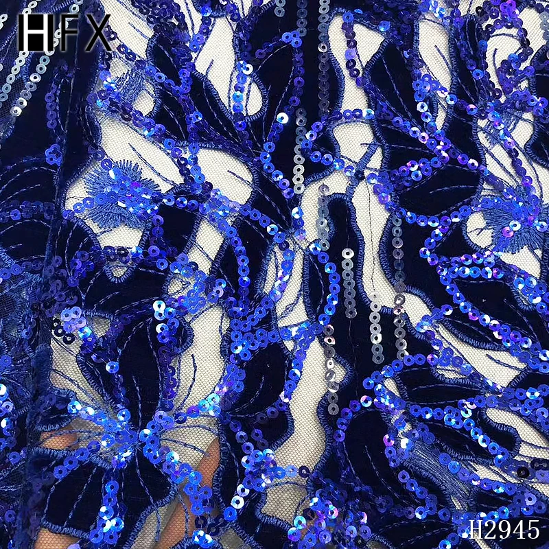HFX Новое поступление африканская кружевная ткань с блестками нигерийская для