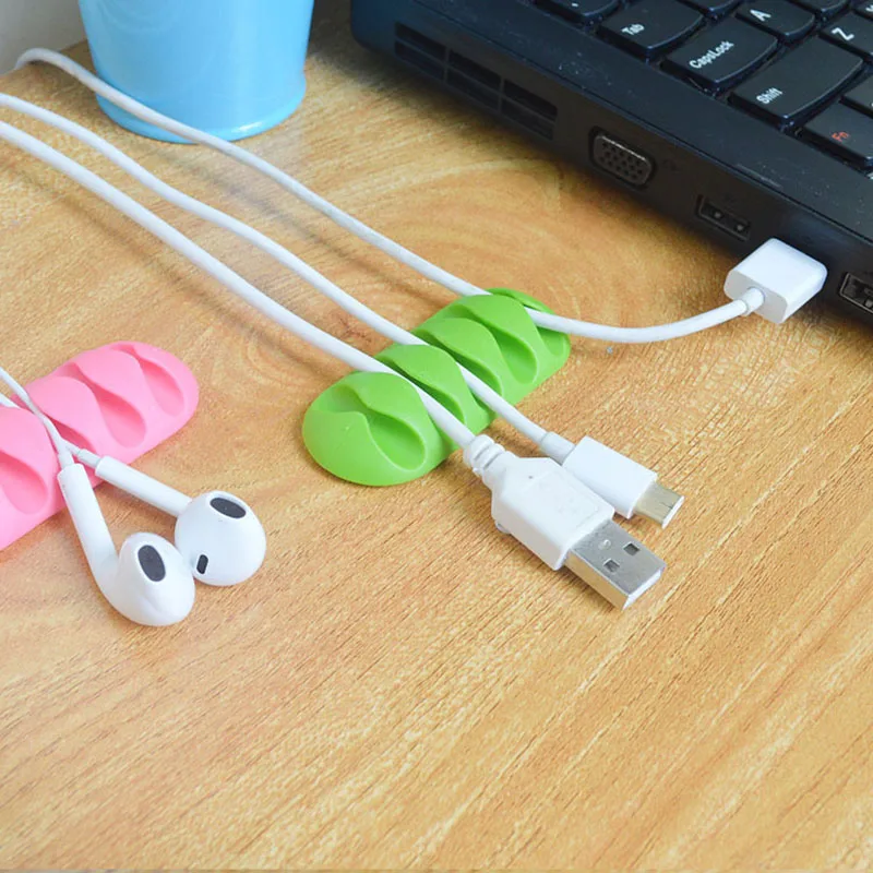 

2pcs Cable Clip Earphone Cable Organizer Desk Set Wire Storage Charger Cable Holder Winder Wrap Cord Cable Desk Accessories