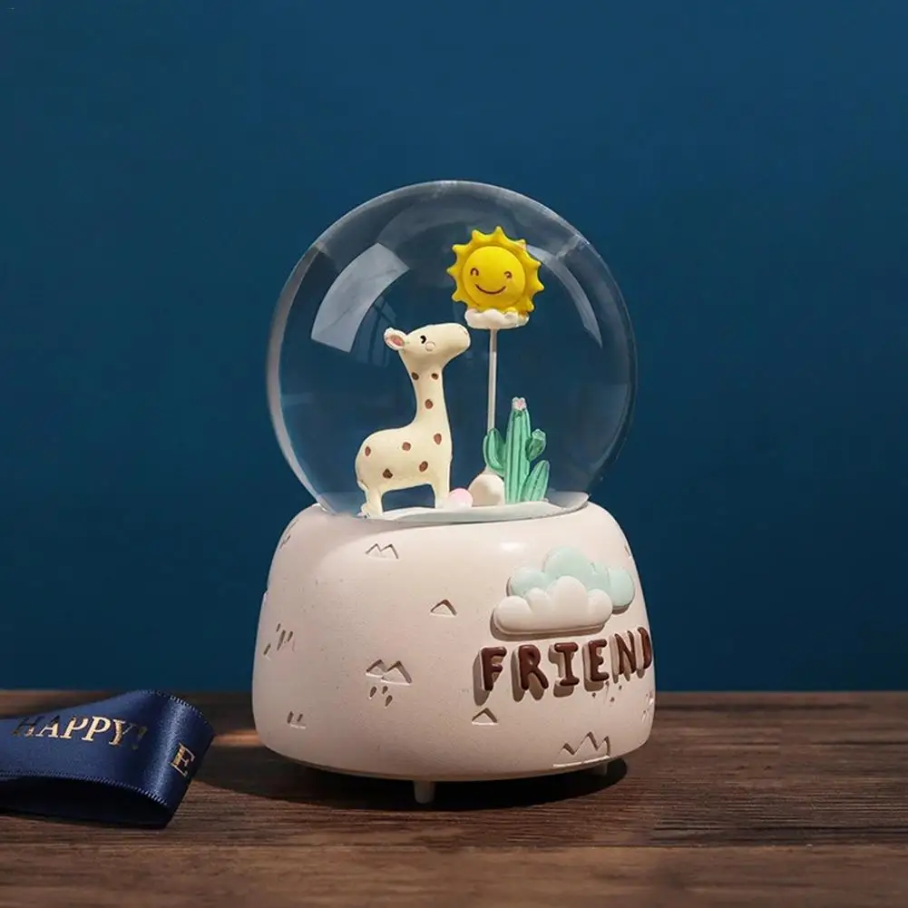 

Crystal Ball Music Box Deer Sun Floating Snow Crystal Ball Music Box The Deer Luminous Music Box Ornaments Valentine's Day Gift