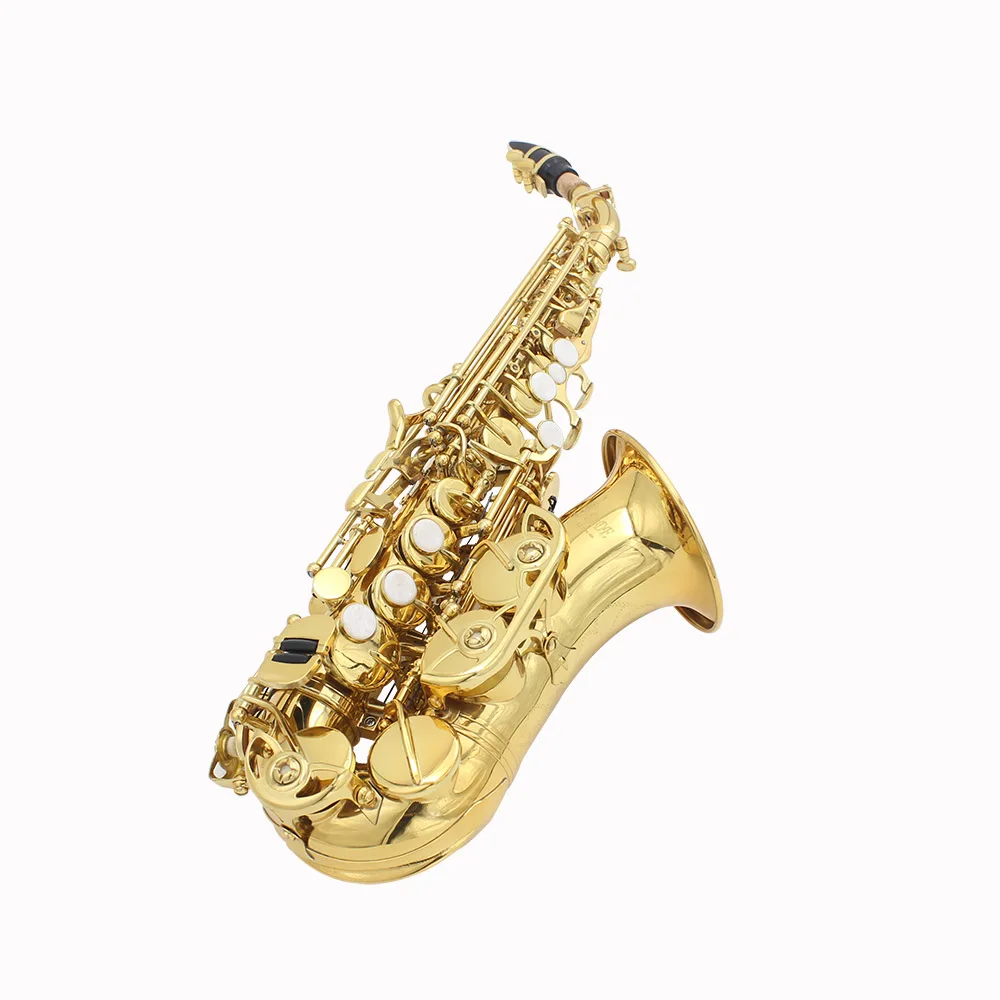 LADE латунный золотой Сопрано-саксофон с узором Bb Sax изгиб алторн жемчуг белый
