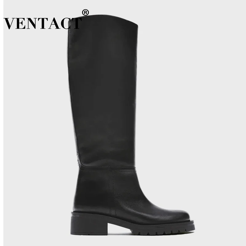 

VENTACT Women Knee High Boots Shoes Low Heels Slip On Long Boot Cool Outdoor Ins Style Ridding Footwear Ladies Size 35-42