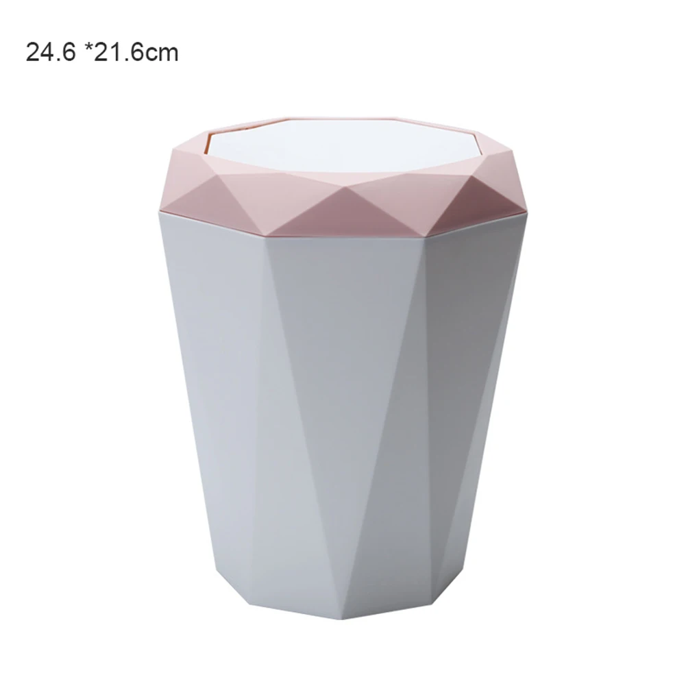 Pink Medium Лоскут Тип мусорный бак алмазной формы рабочего бумажного ведра пластиковый офисный мусор FPing - Цвет: Pink Medium