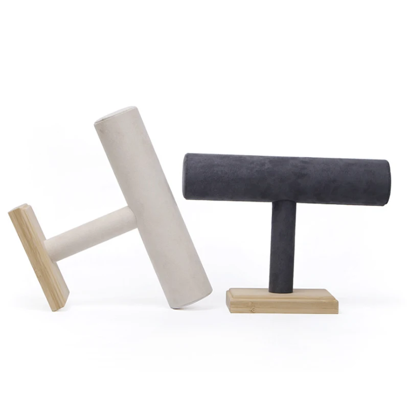 Новый бамбуковый держатель T-Bar для браслетов часов ожерелий ювелирных изделий