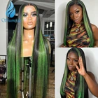 Shumeida хайлайтер зеленый цвет 13*4 кружевной передний парик бразильские неповрежденные человеческие волосы клеящие парики предварительно выщипанные волосы с детскими волосами