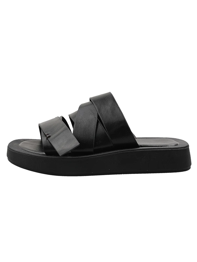 

Rubber Slippers Shoes Woman 2021 Beige Heeled Sandals Pantofle Luxury Slides Cross-Tied Flat Soft Black New Summer Designer Fash