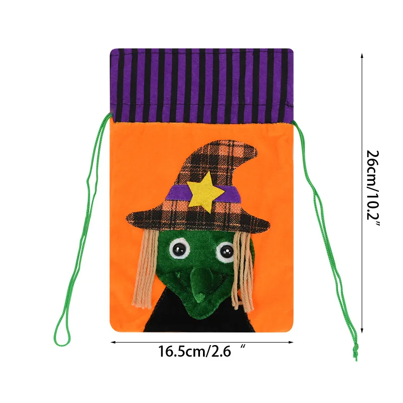 

Happy Halloween Pumpkin Witch Gift Bag Cartoon Tote Bag Halloween Drawstring Pocket Decoration For Children Party Trick Or Treat
