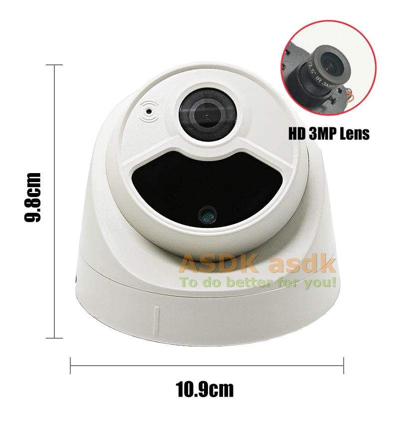 IP камера видеонаблюдения H.265 POE 3 Мп 1296/1080P 2 светодиосветодиодный|Камеры