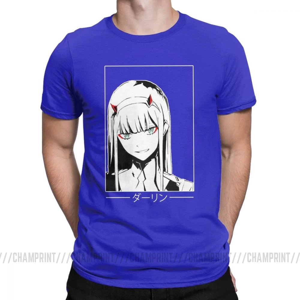 Синий Крутая футболка Zero Two Darling In The Franxx Movie, футболка для мужчин, хлопок, футболки смешного размера плюс, топы, Новое поступление одежда - Цвет: Синий
