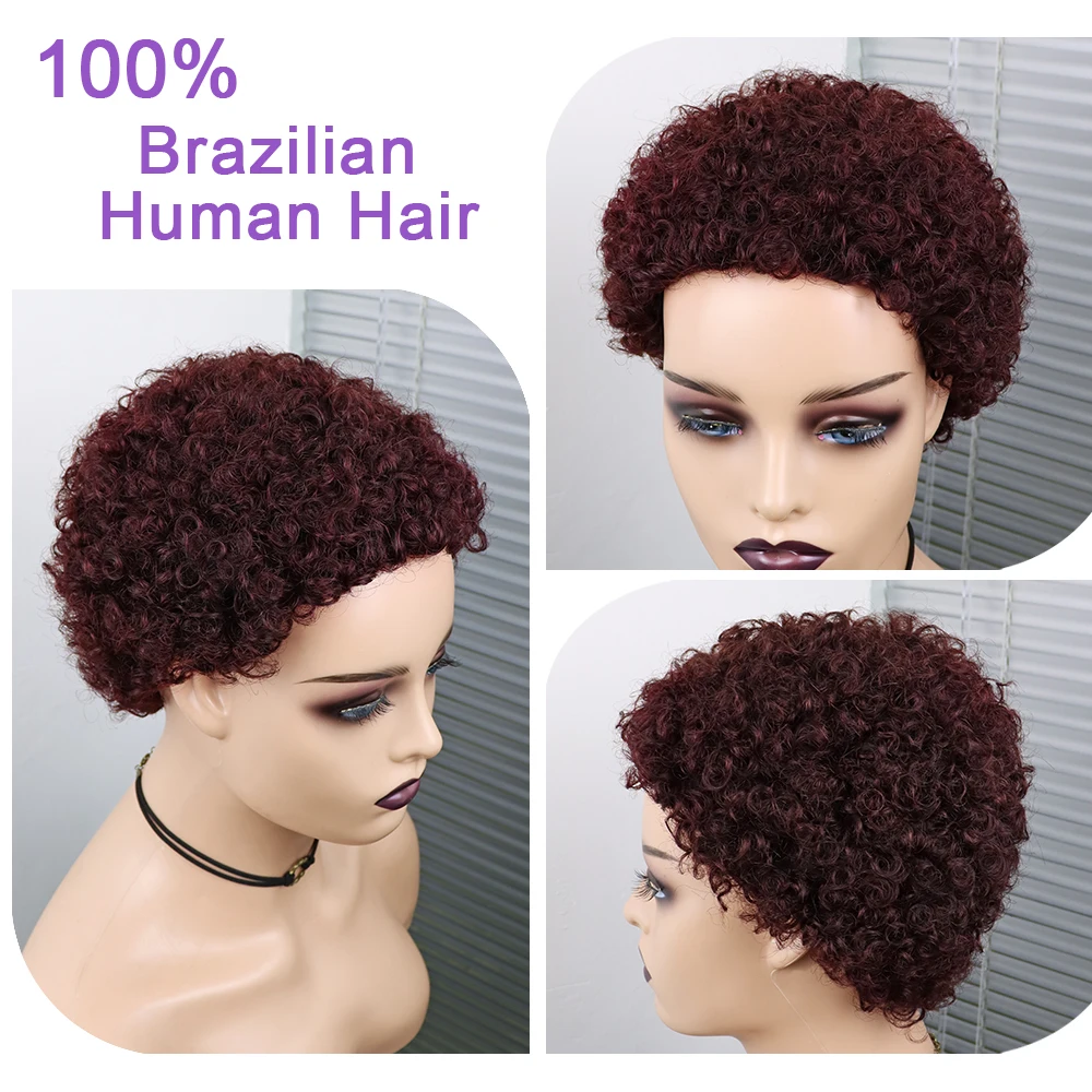 

Pixie Cut Wig Human Hair Afro Kinky Curly Human Hair Wig Full Machine Made Short Wig Peruvian Hair Wigs For Women Human Hair