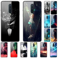 case for oneplus 8 back phone cover black silicone bumper with tempered glass series 3