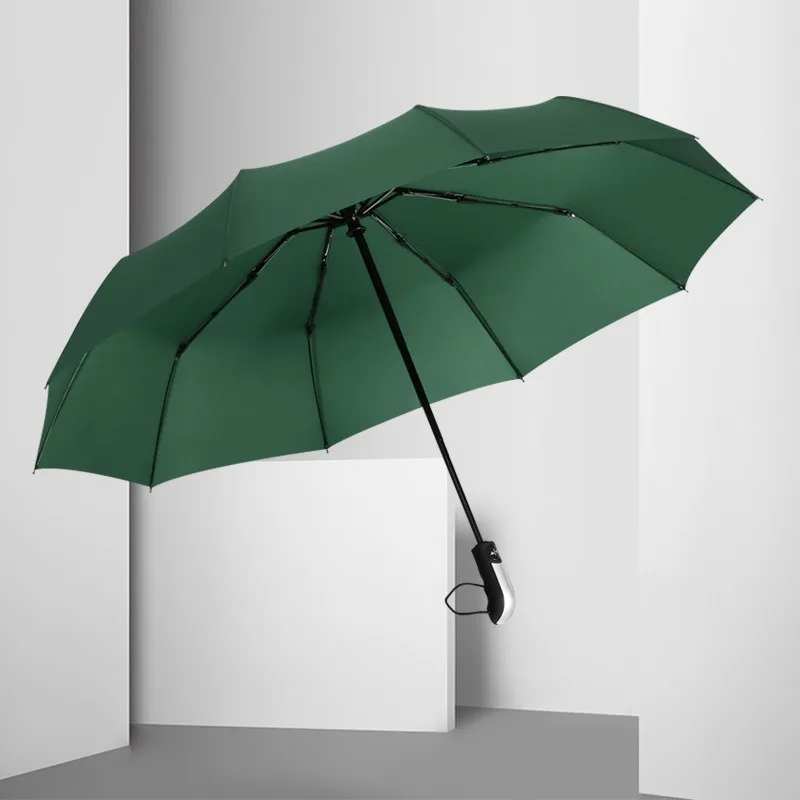 

Fashion Three Folding Parasol Strong WindProof Rain Large Automatic Umbrella For Men Women