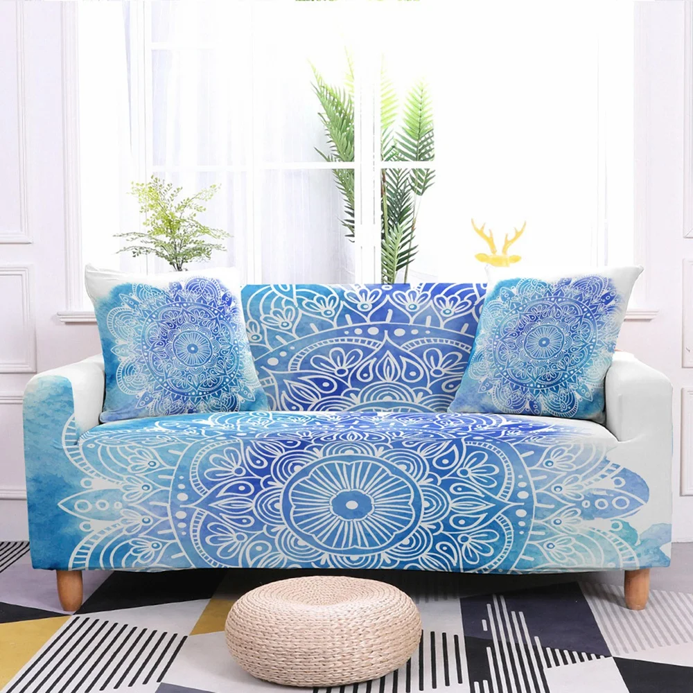 Эластичный чехол для дивана с изображением мандалы цветами богемный этнический