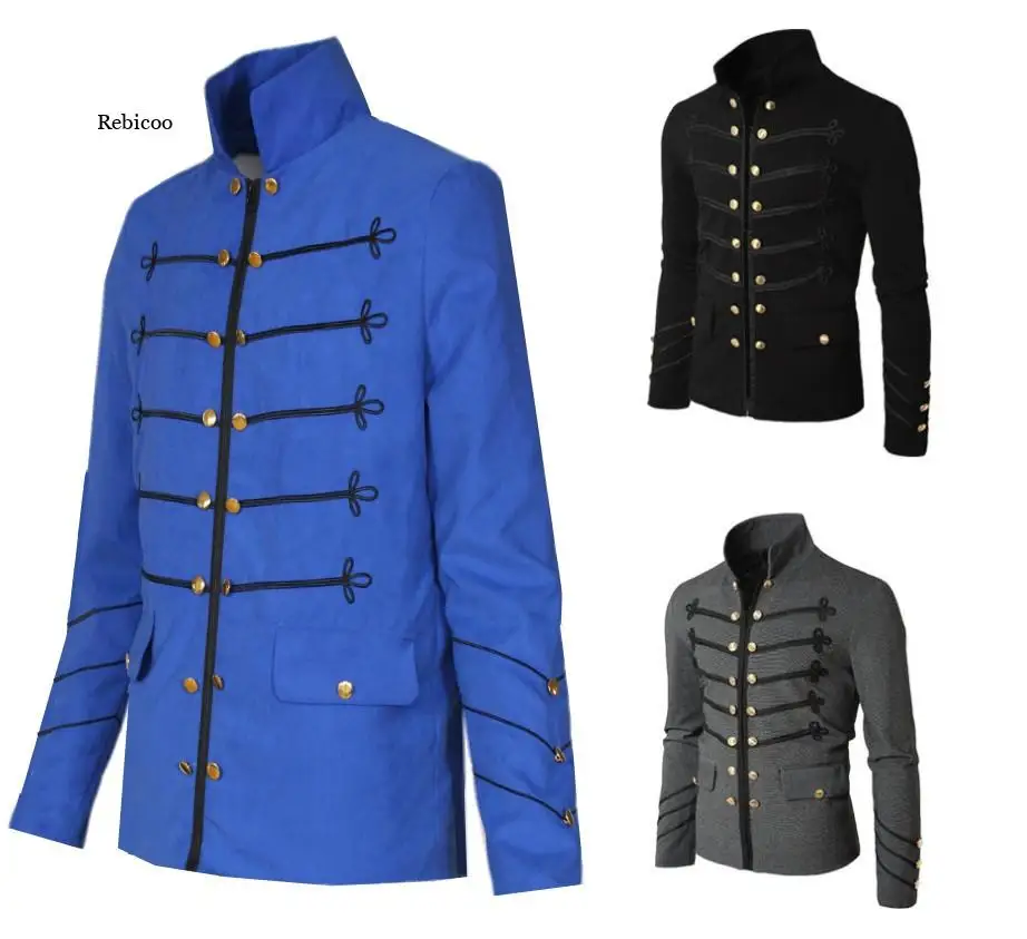 

Men's Coat Jacket Halloween Gothic Embroider Button Coat Uniform Costume Praty Outwear Coat Causal Fashion Mens Tops Blouse