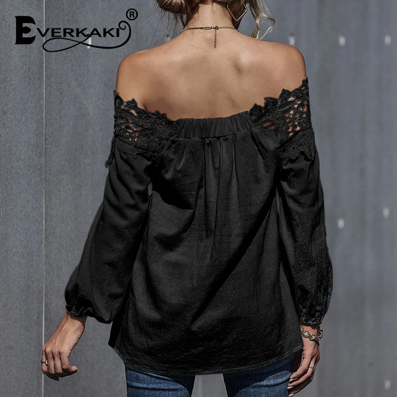

Everkaki Lace Off Shoulder Top Women T-shirts Boho Summer Beach Vacation Plus Size Tees Sexy Party T-shirt Chic Tops Female 2021