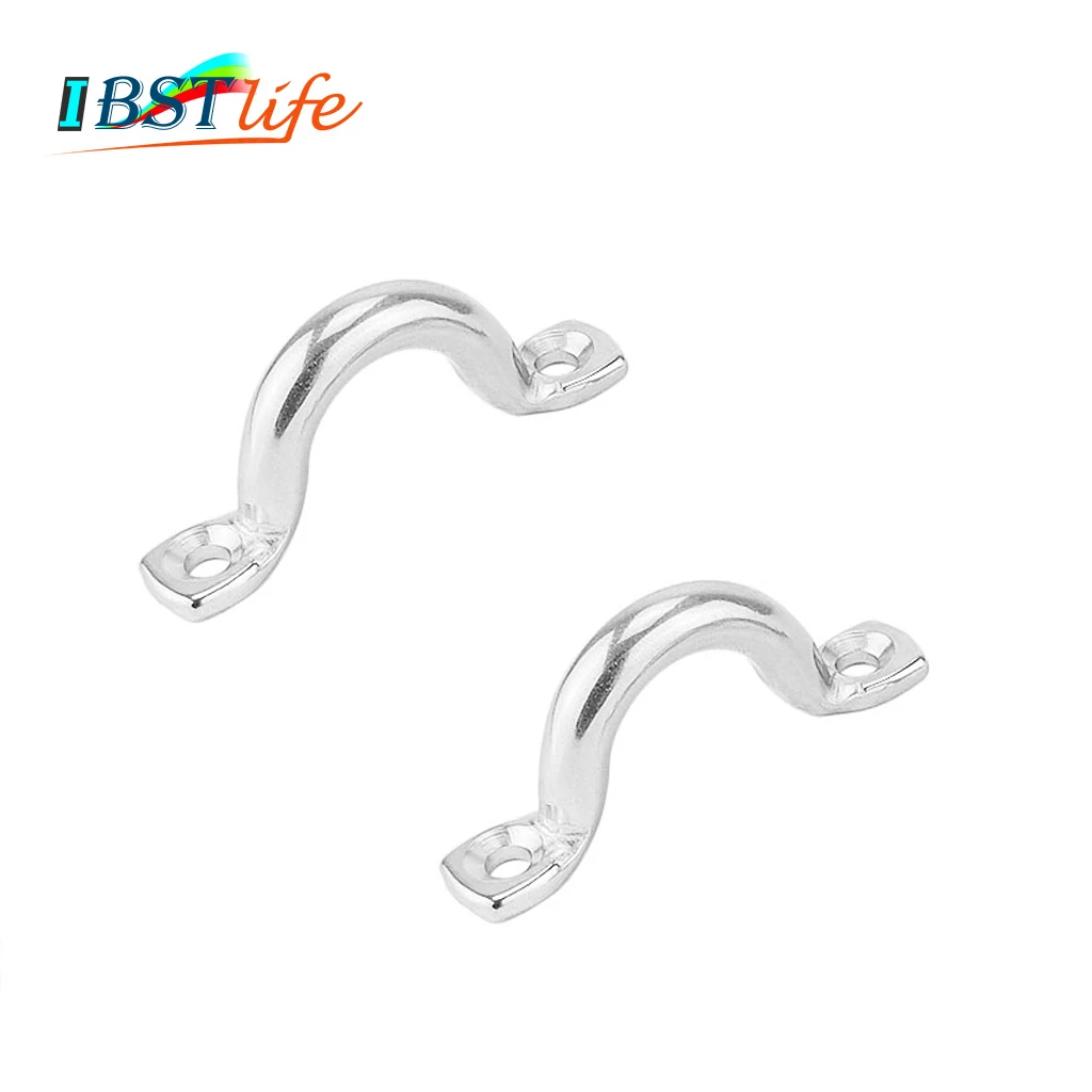 

2PCS SS 316 Bimini Boat Top PAD EYE Straps Tie Down Kayak Deck Loops Tie Down Anchor Point footman's loo marine hardware