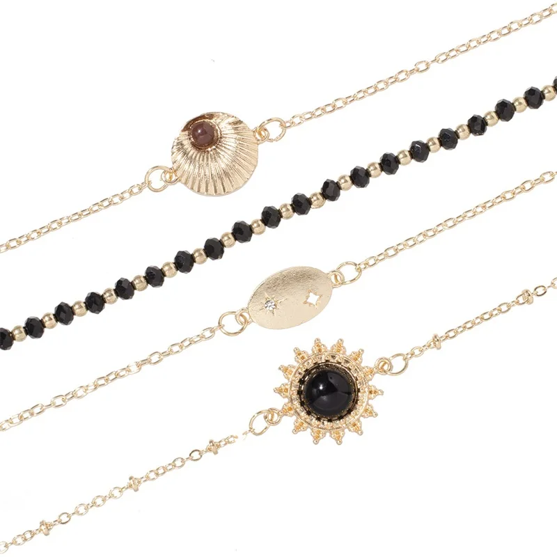 5 шт./компл. винтажные браслеты Золотая личность геометрические цветы бусины