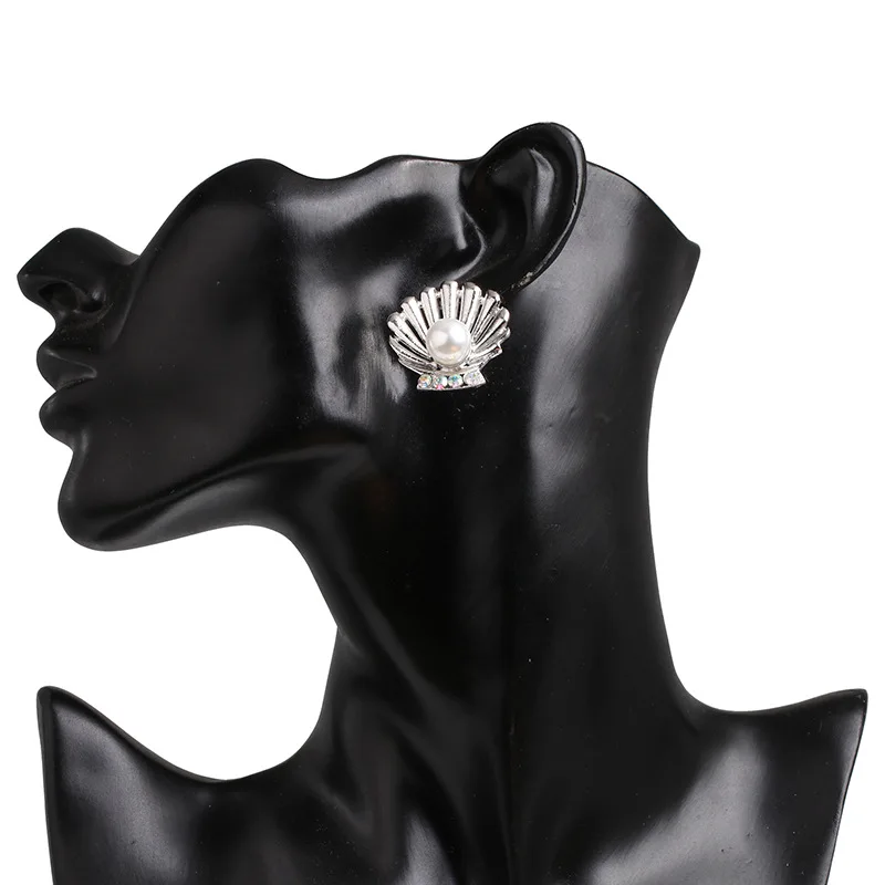 2019 Vintage Cute Ocean Small Stud Earrings Alloy Pearl Shell Starfish Crab Fish Asymmetric for Women Fashion Jewelry | Украшения и