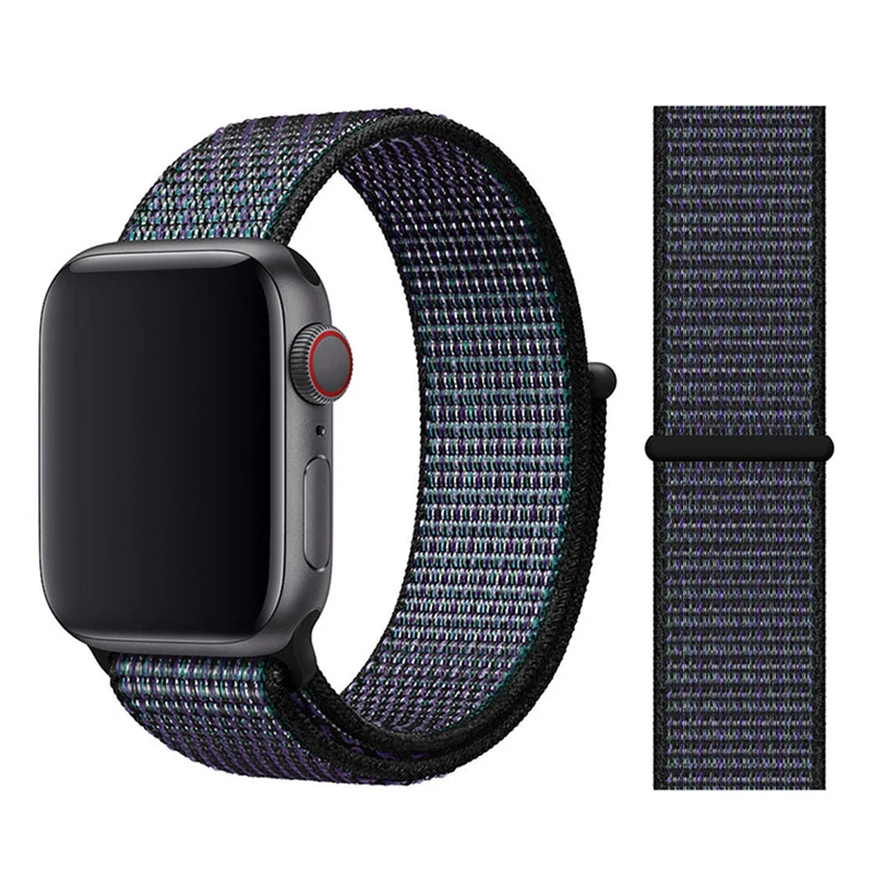 Нейлоновый ремешок для Apple watch 5 ремешок 44 мм 40 мм iWatch ремешок 42 мм 38 мм спортивный ремешок для часов Браслет Apple watch 4 3 2 1 38 40 44 мм - Цвет ремешка: Hyper Grape