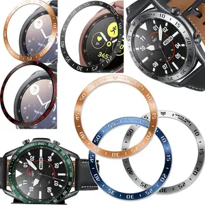 stainless steel smartwatch cover for samsung galaxy watch 3 45mm 41mm dial bezel ring adhesive antiscratch protection metal case free global shipping