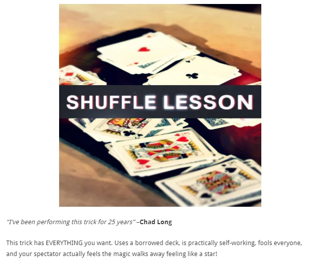 

Shuffle Lesson by Chad Long-magic Tricks