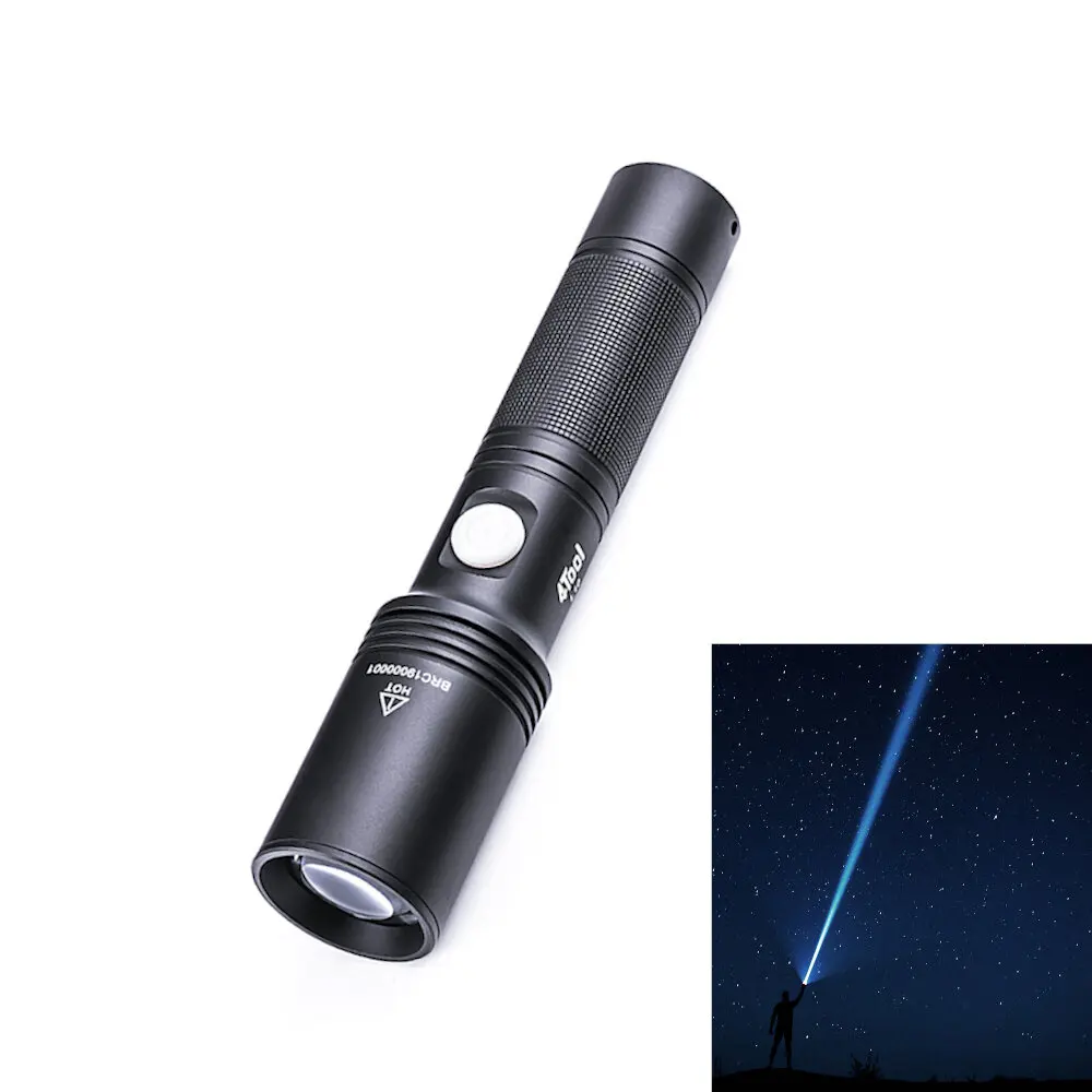 L10 1200m Long-shot White LEP Flashlight 400LM Strong Spotlight with 18650 Battery Type-C Rechargeable Power Indicator Outdoor