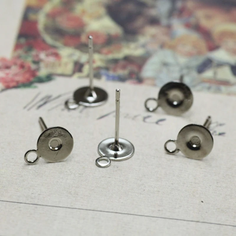 

50pcs 5/6/8mm stainless steel earstuds flat earpad base for DIY ears