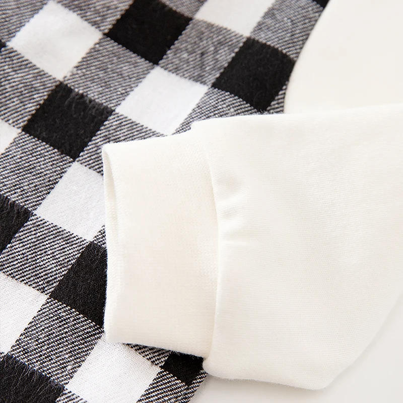 YiErYing Newborn Baby Boy Romper Jumpsuit Overalls Infant Cotton Outfit Black and white grid with Bow Tie Gentleman's baby |