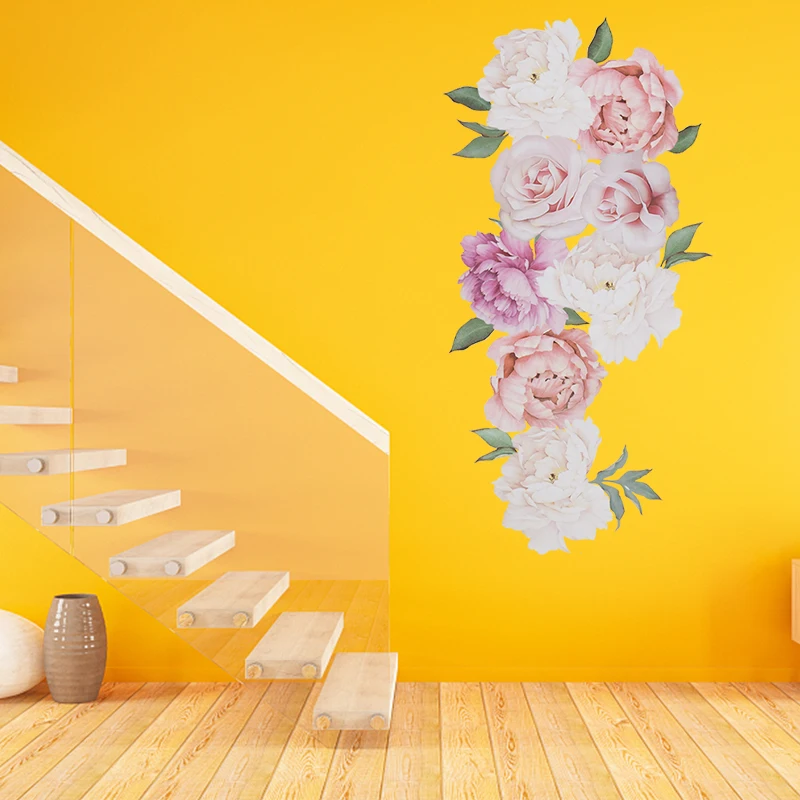 Комбинация цветов пионов 3D Наклейка на стену художественные наклейки для