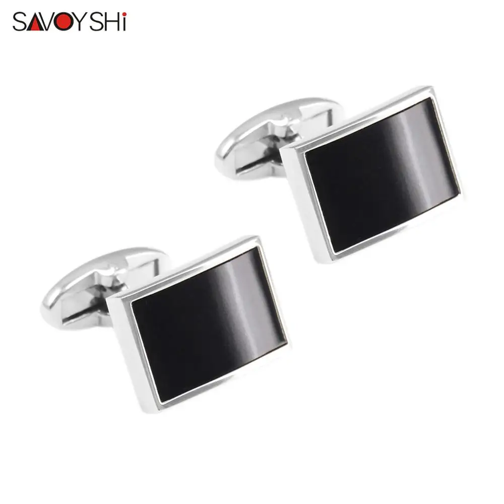 SAVOYSHI классические запонки из черного камня для мужских костюмов рубашка
