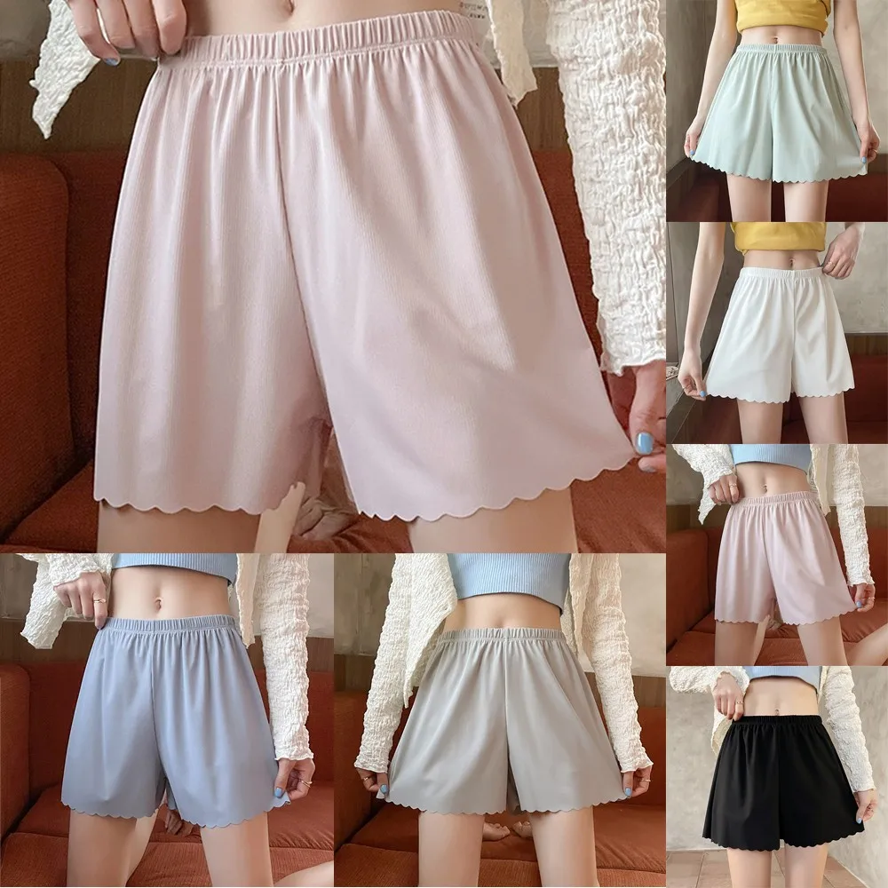 

2021 Summer Womens Safety Shorts Cute Pants Seamless Ice Silk Panties Casual Elastic Boyshorts Girls Homewear Boxer Underwear