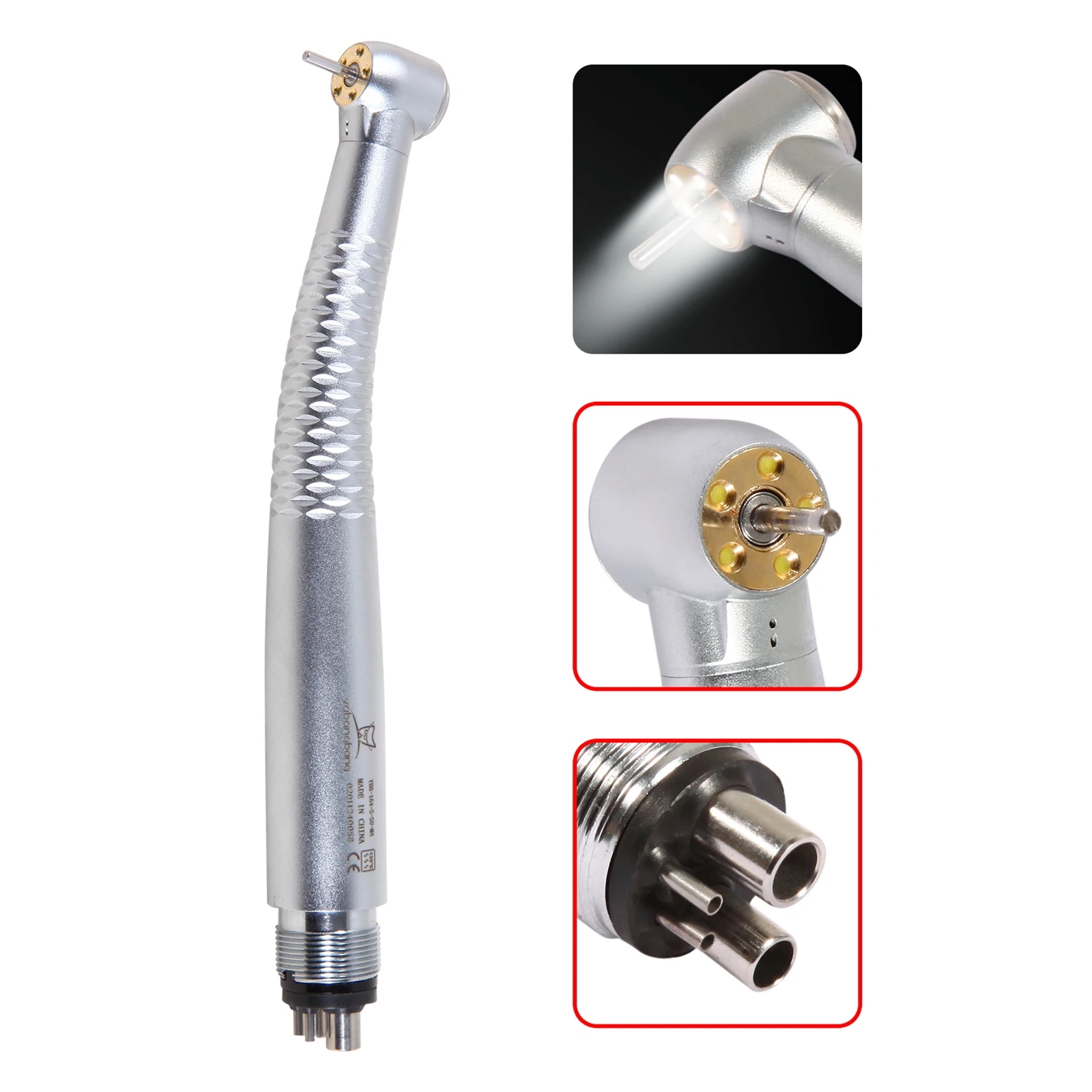 

YABANGBANG KAVO Style Dental 4 Hole 5 Lights High Speed Handpieces E-generator Push Button Type LED Air Turbine Stainless Steel