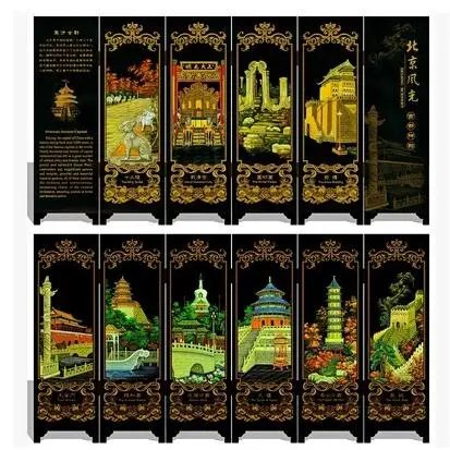 CHINESE OLD LACQUER HANDWORK PAINTING BEIJING SCENERY SCREEN DECORATION | Дом и сад