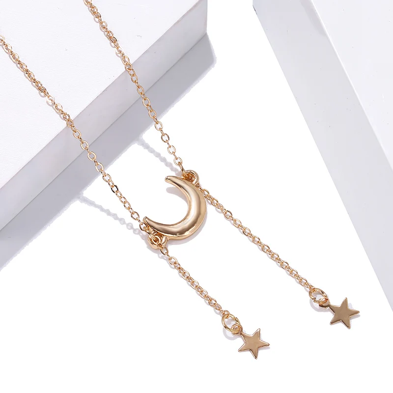 Золотое серебряное ожерелье с Лунной звездой подарки для женщин современные
