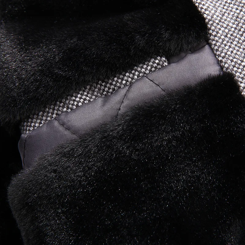 

2020 winter new cotton padded coat men's fattening plus size medium long large fur collar imitation mink fur plush coat