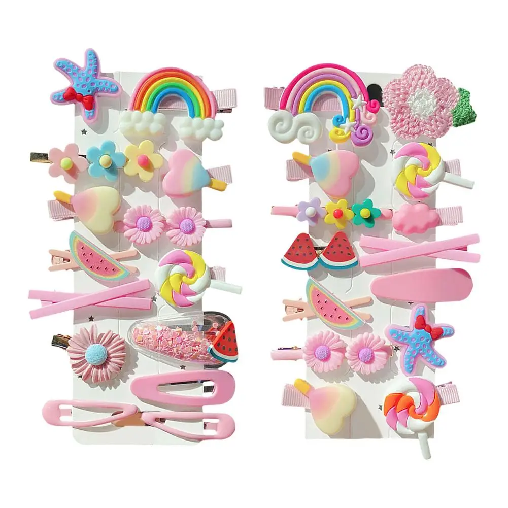 Мультяшные заколки для волос женщин и детей Радужный зажим милые конфеты фрукты