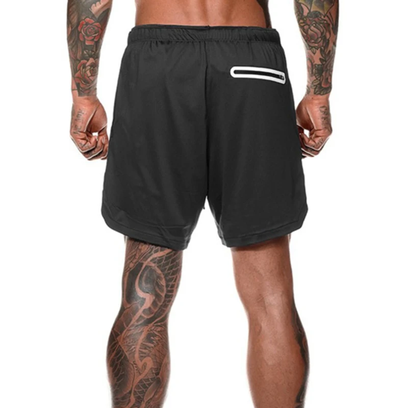 

2021 Summer 2 in 1 Shorts Men GYMS Fitness Running Shorts Quick Dry Male Shorts Bodybuilding Short Pants