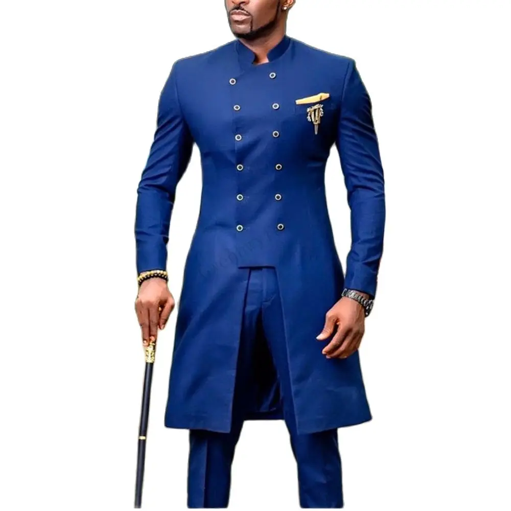 JELTONEWIN African Design Slim Fit Men Suits For Wedding Groom Tuxedos Royal Blue Bridegroom Suits Best Man Prom Party Blazer