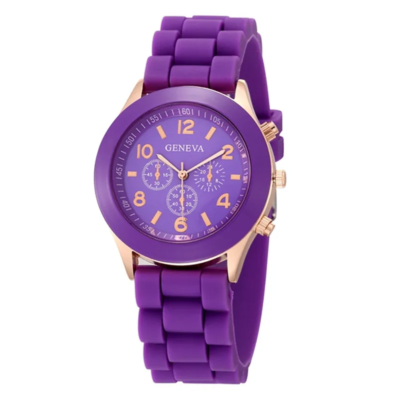 

Cute Purple Dial 2021 New Stytle Women's Watch Silicone Watchband Analog Female Sport Quartz Wristwatch relojes para mujer