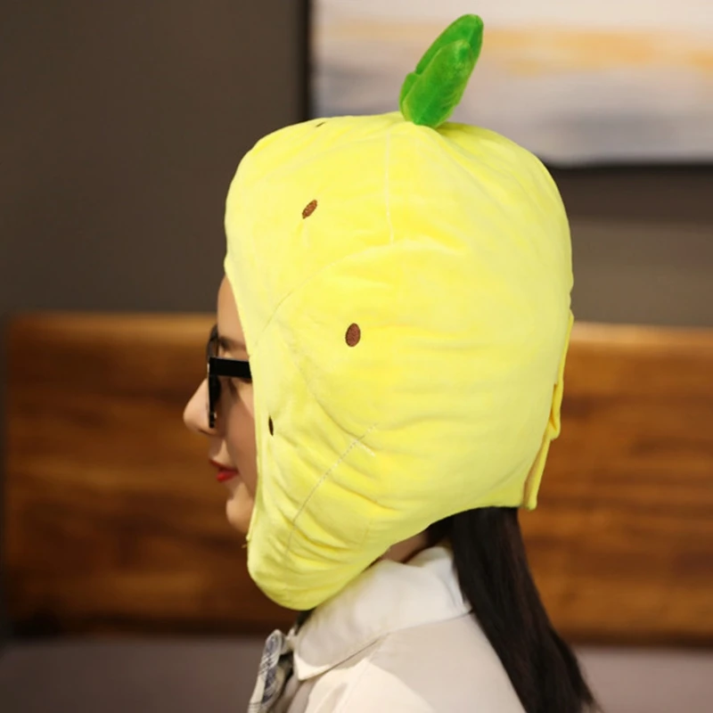 

Cartoon Pineapple Plush Hat Funny Fruit Stuffed Toy Headgear Cap Photo Props M5TE